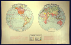 Hemisphere Maps Globe Map Eastern Western World Wall Art Decor Etsy