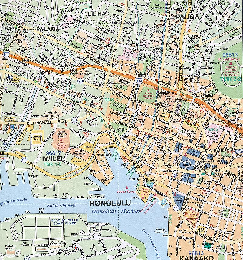 Honolulu Map Free Printable Maps