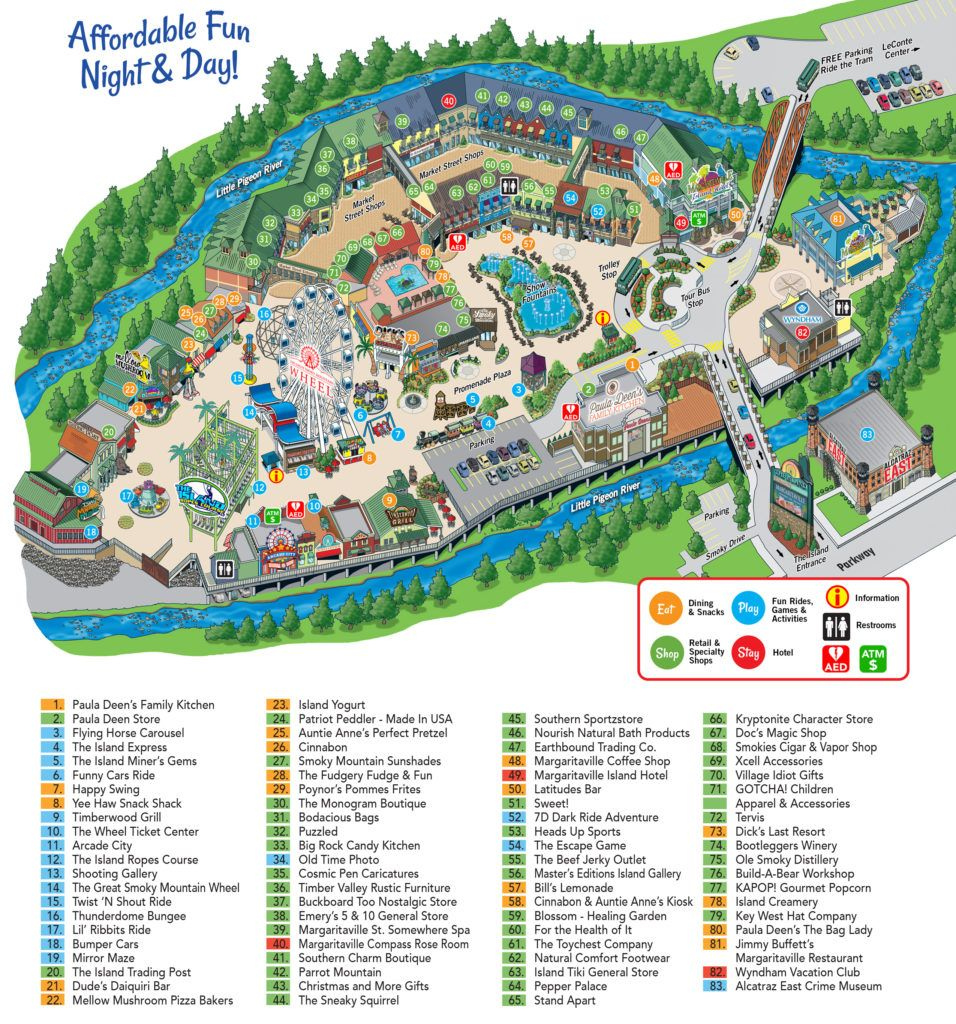 Island Map The Island At Pigeon Forge Gatlinburg Vacation 