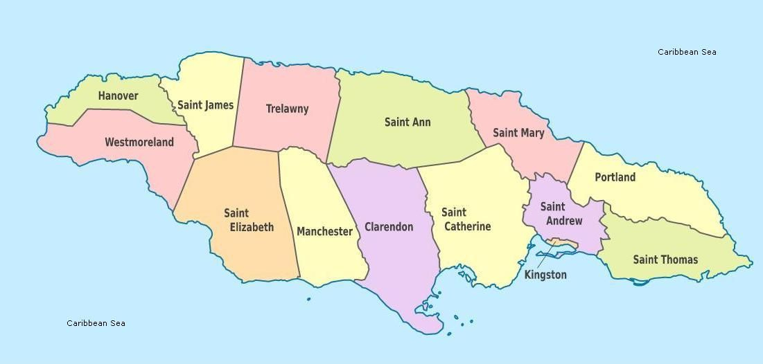 Jamaica Parishes Their Capitals And Landmark Attractions Jamaica Map