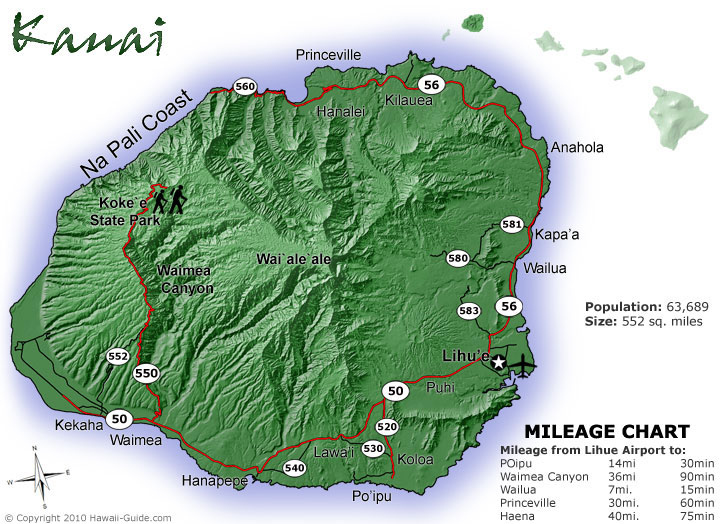 Kauai Hawaii Maps Travel Road Map Of Kauai