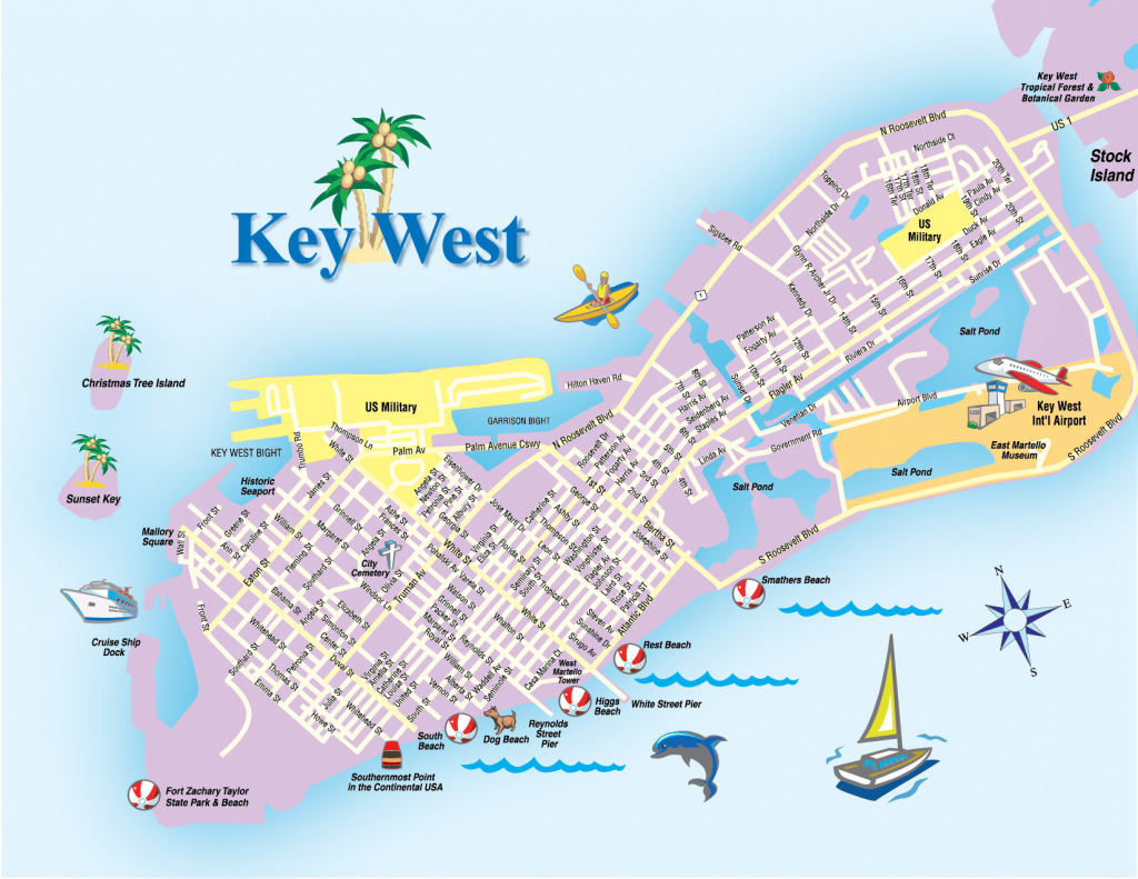 Key West Tourist Map Inside Printable Street Map Of Key West Fl 