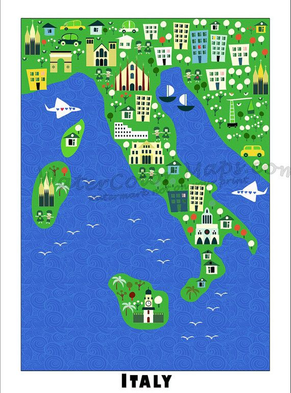 KIDS Maps ITALY Map For Kids Childrens Maps Childrens Map Etsy 