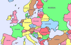 Large Big Europe Flag Political Map Showing Capital Cities Travel