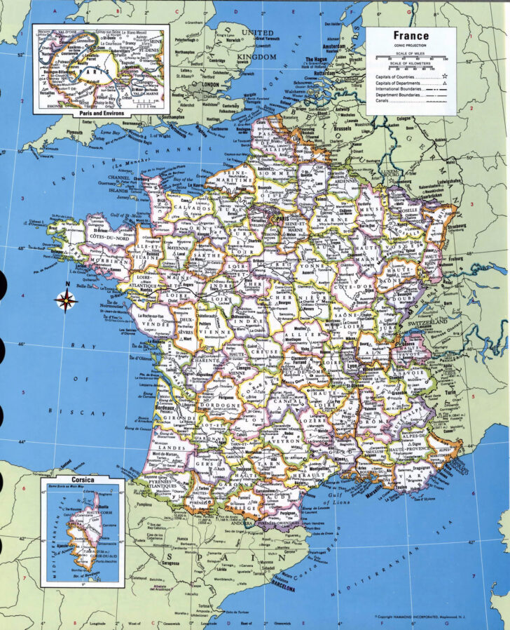Printable Map France Sites Cities