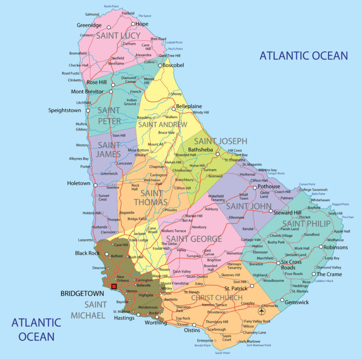 Free Printable Map Of Barbados