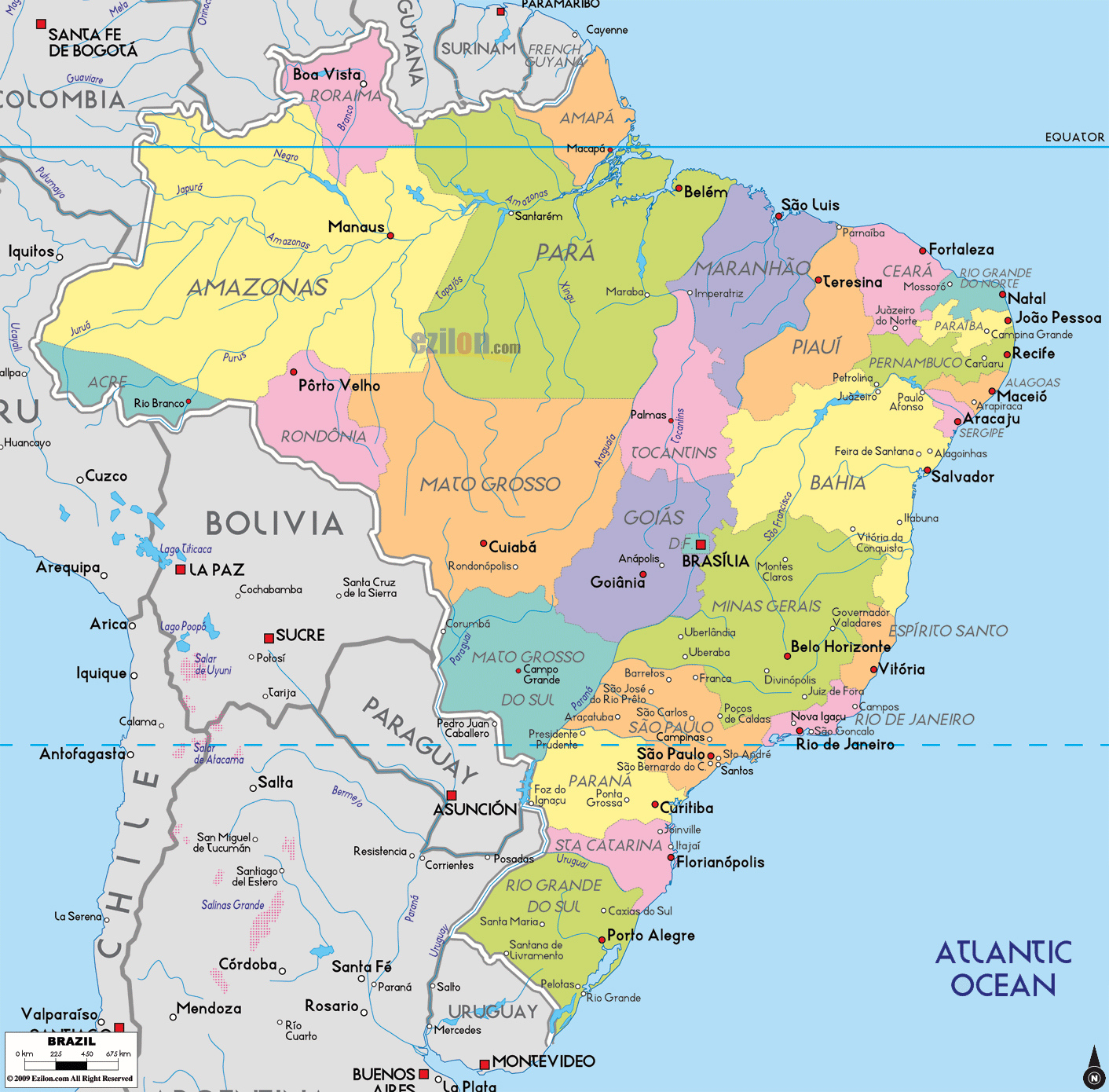 Large Detailed Administrative Map Of Brazil Brazil Large Detailed 