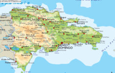 Large Detailed Physical And Road Map Of Dominican Republic Dominican