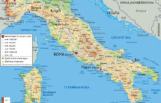 Large Detailed Physical Map Of Italy With All Cities Roads And