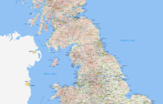 Large Detailed Road Map Of Britain With Relief All Villages Cities