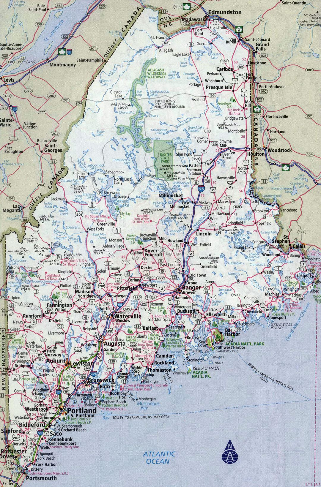 Large Detailed Roads And Highways Map Of Maine State With All Cities 3 