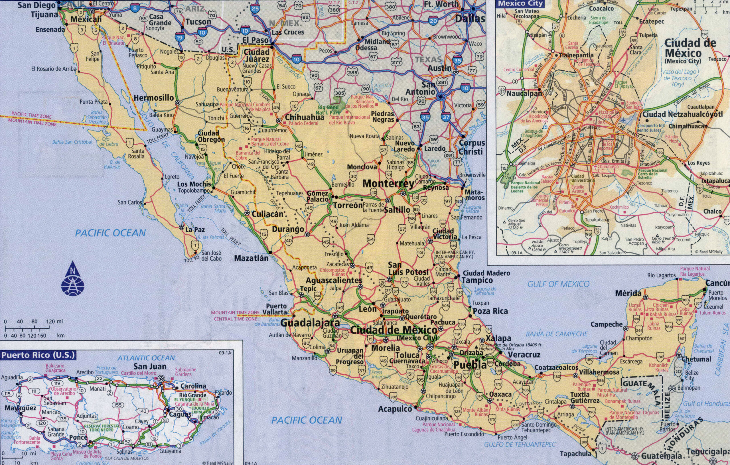 Large Detailed Roads And Highways Map Of Mexico With Cities Vidiani 