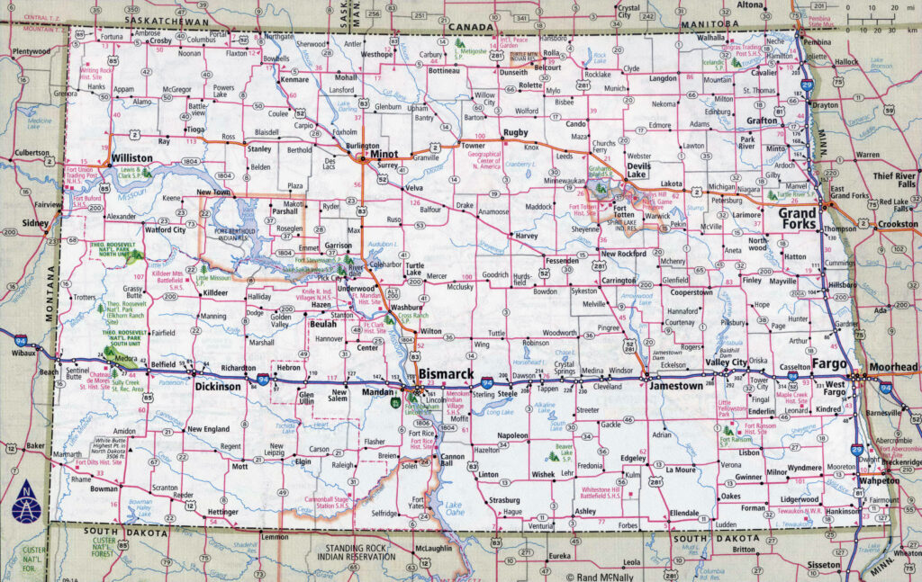 Printable Map Of North Dakota | Adams Printable Map