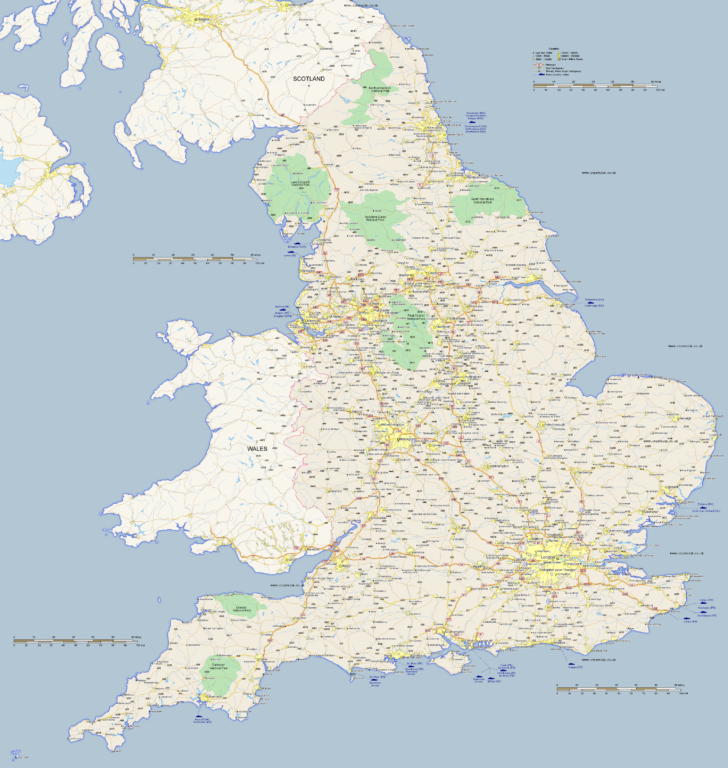 Large Printable Map Of England