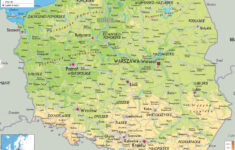 Large Physical Map Of Poland With Roads Cities And Airports Poland