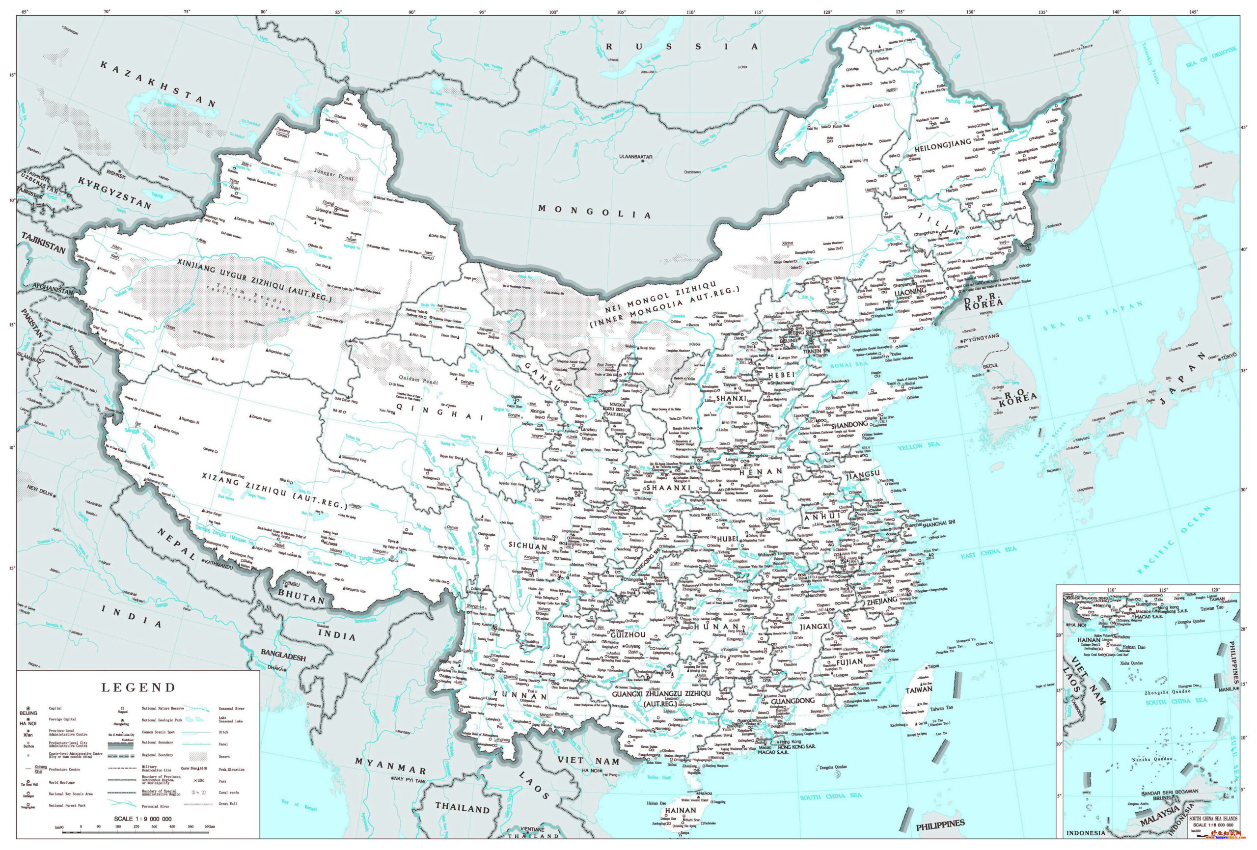Large Political And Administrative Map Of China With Cities And Other 