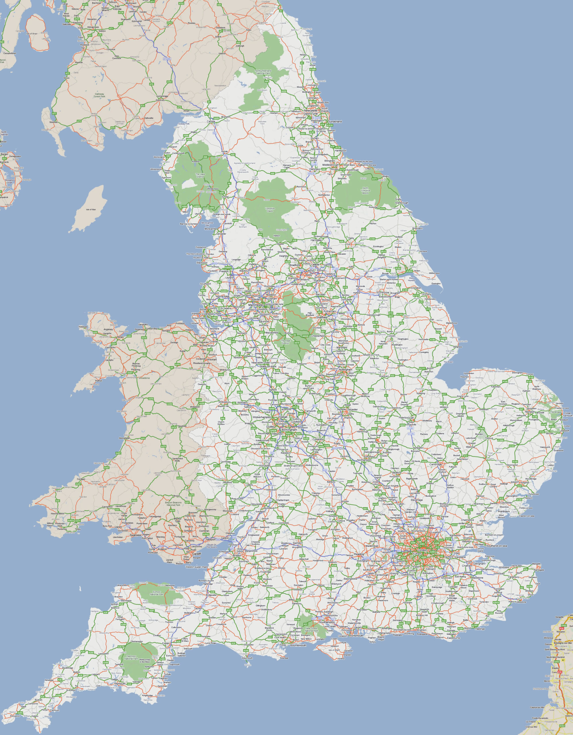 Large Road Map Of England With Cities England United Kingdom 