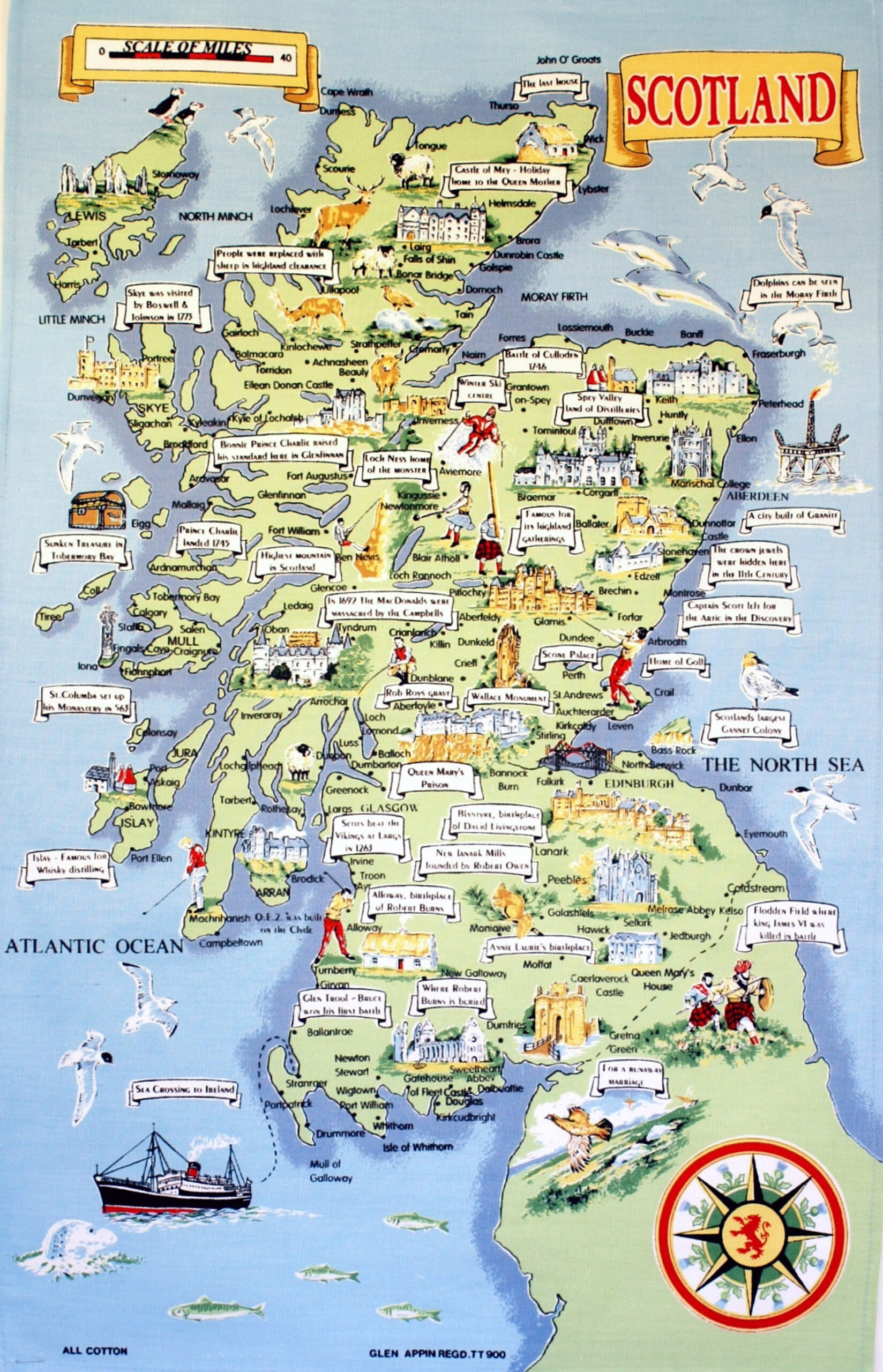 Large Tourist Illustrated Map Of Scotland Scotland United Kingdom 