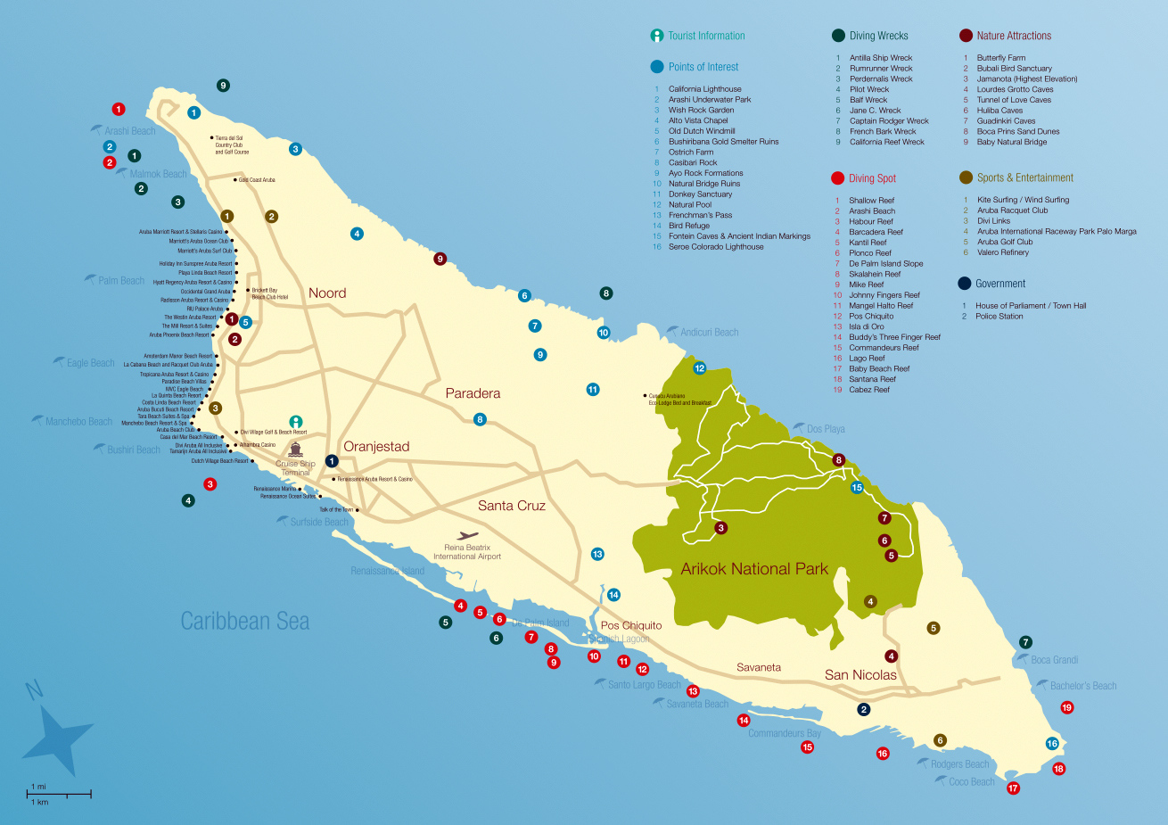 Large Travel Map Of Aruba Aruba North America Mapsland Maps Of 