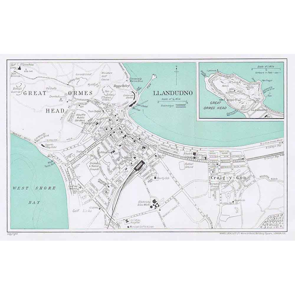 LLANDUDNO Street Plan Map Of The Town Vintage Folding Map 1935 EBay