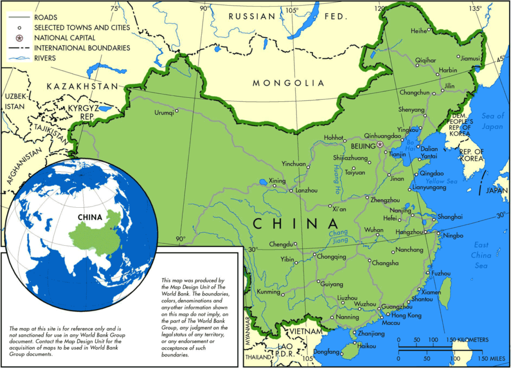Major Chinese Cities Downloadable Printable Map China Mike Adams