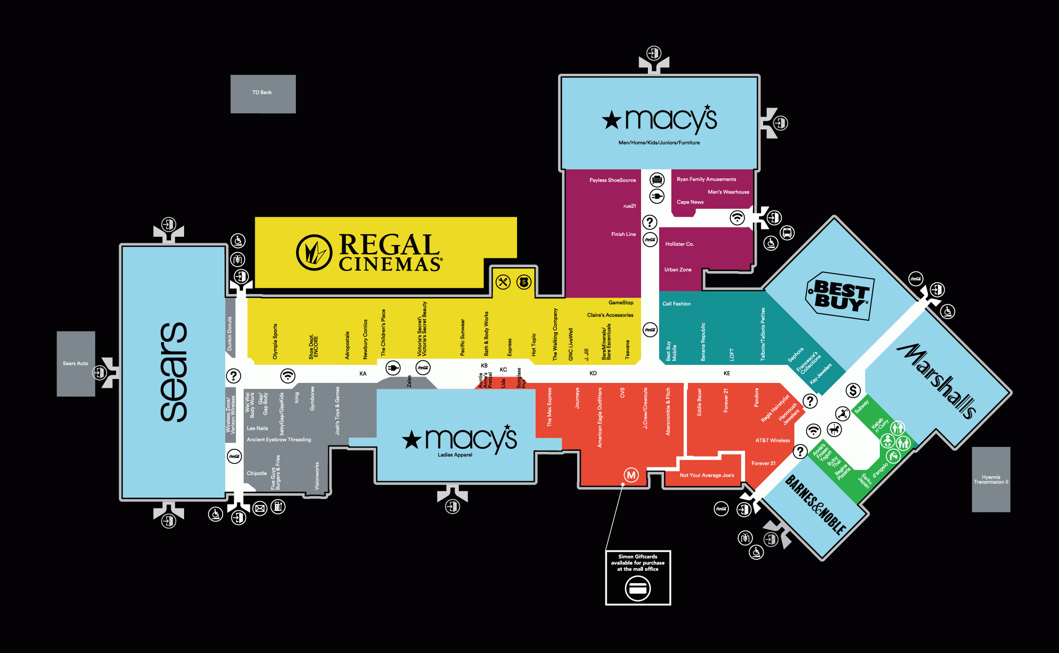 Mall Map Of Cape Cod Mall A Simon Mall Hyannis MA