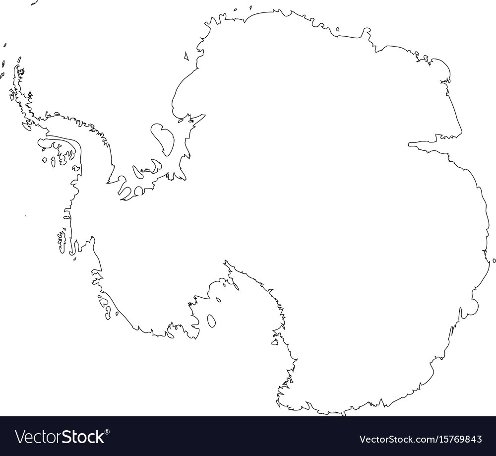 Map Antarctica Black Outline High Detailed Vector Image
