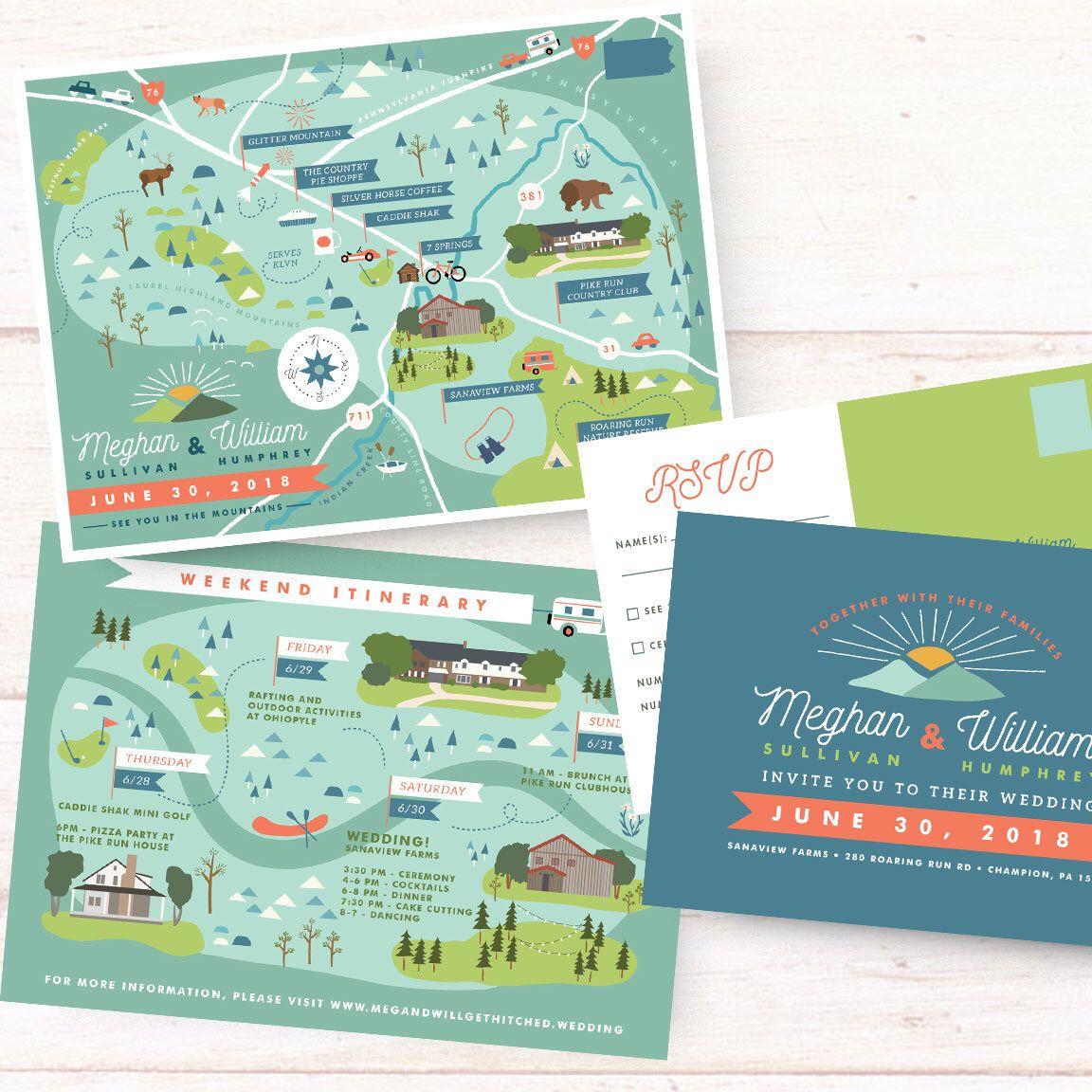 Map Invitation Suite Save The Date Reply Card Itinerary Printable 
