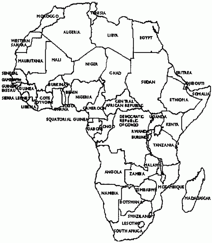 Free Printable Black And White Map Of Africa