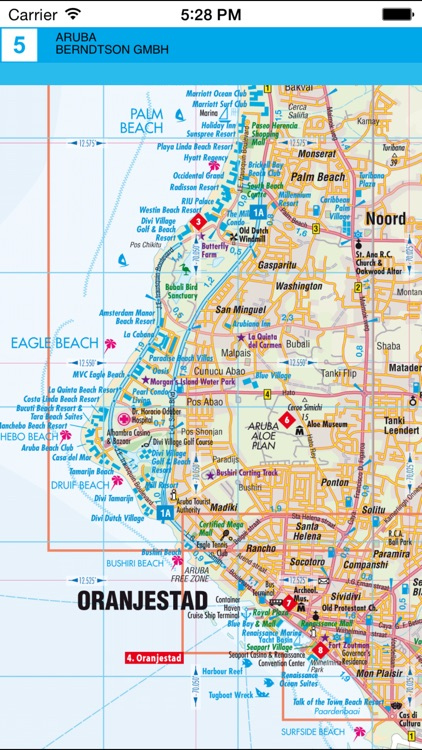 Map Of Aruba Hotels And Restaurants