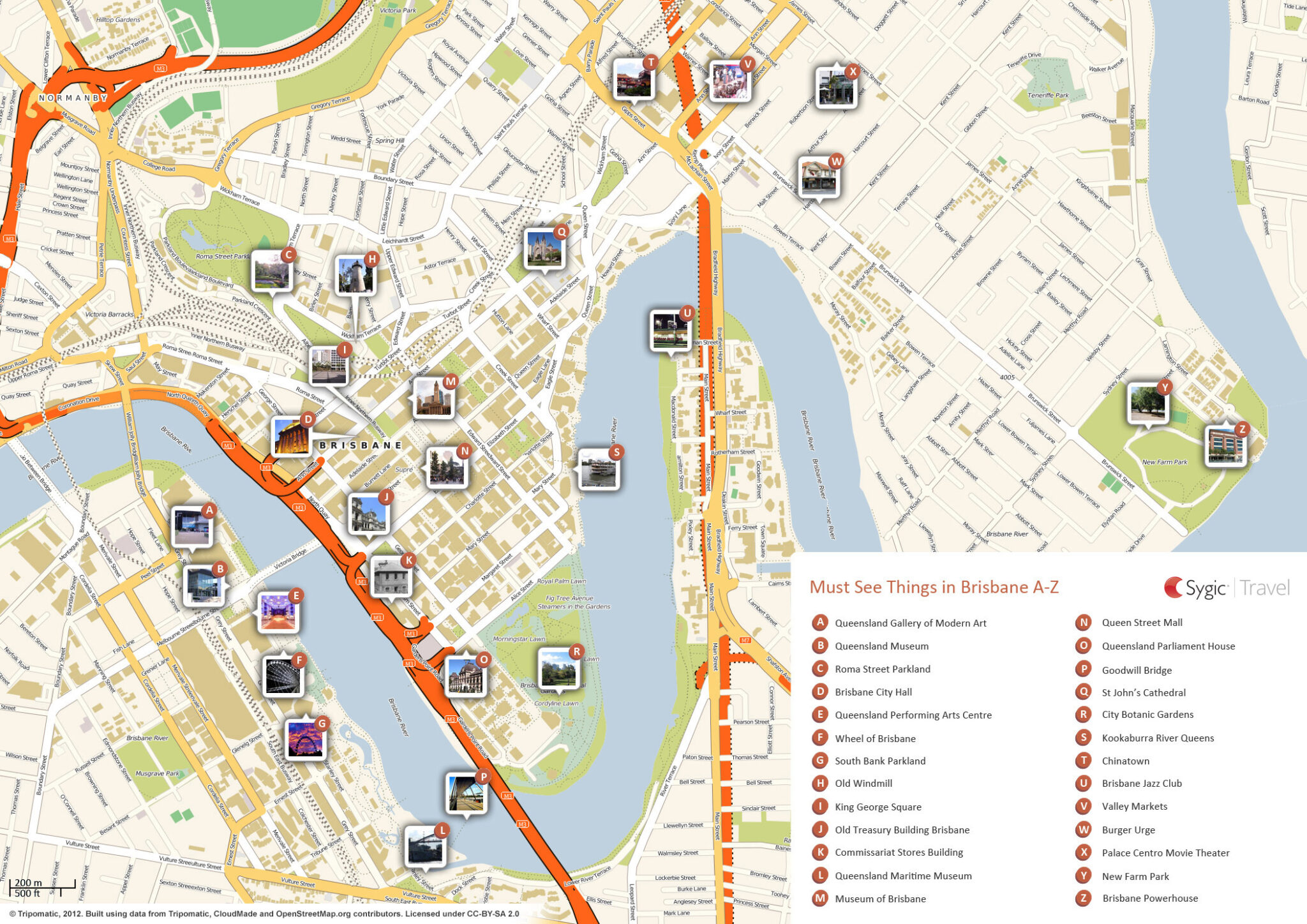 Map Of Brisbane Attractions Tripomatic | Adams Printable Map
