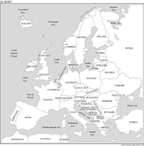 Map Of Europe Black And White Printable With Names Google 