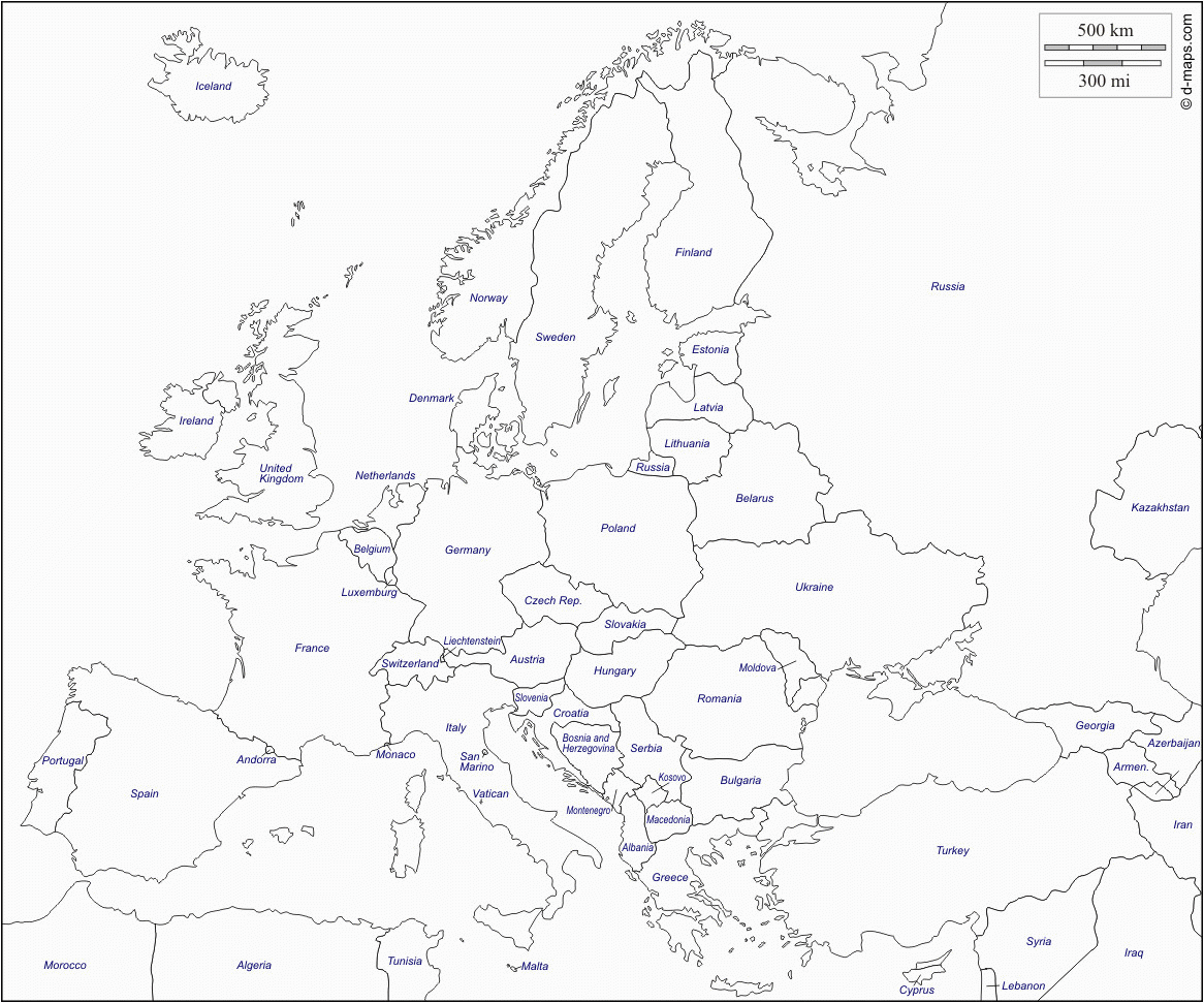 Map Of Europe Black And White Printable