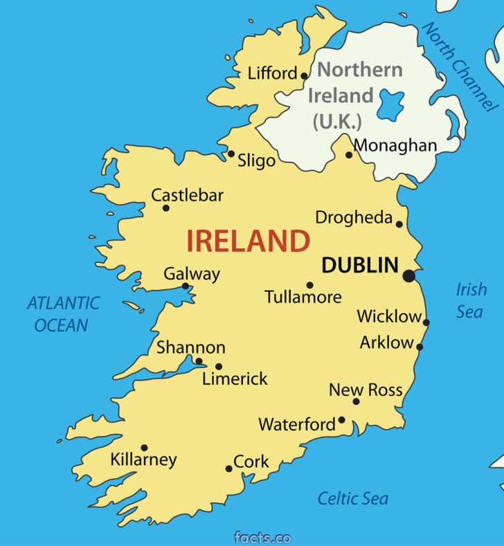 Large Printable Map Of Ireland