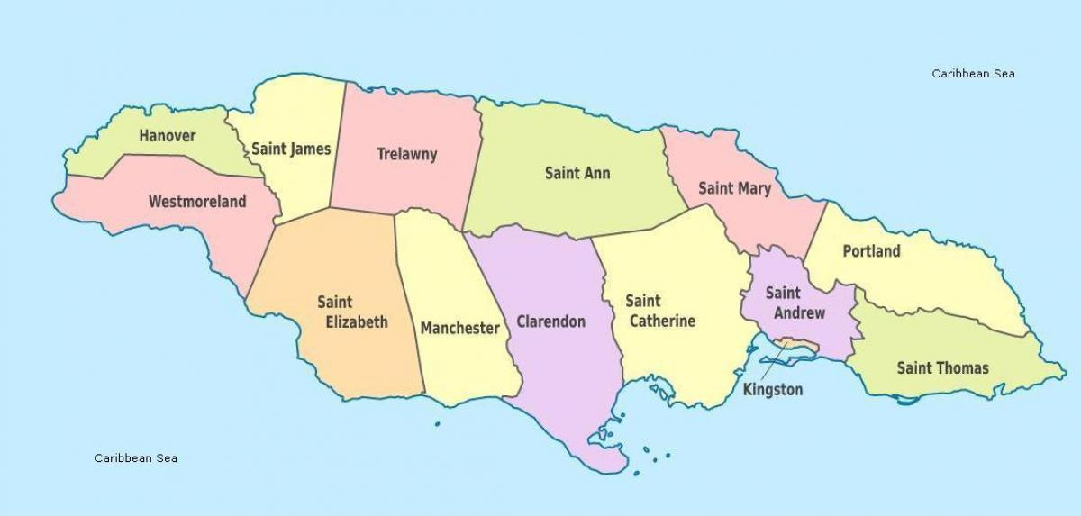 Map Of Jamaica Parishes And Capitals A Map Of Jamaica With Parishes 