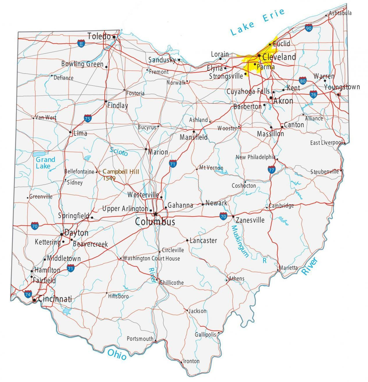 Map Of Ohio Cities And Roads GIS Geography