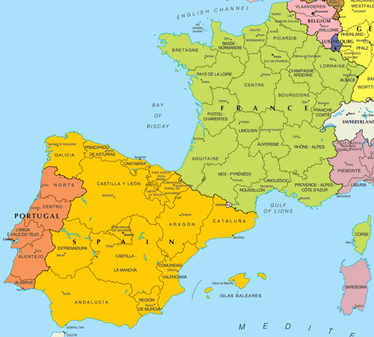 Printable Map Of France And Spain