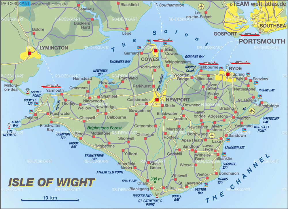 Map Of The Isle Of Wight UK Ile De Wight Portsmouth Southampton