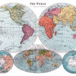 Map Of The World Hemispheres C1905 Antique World Map Antique Map Map