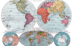 Map Of The World Hemispheres C1905 Antique World Map Antique Map Map