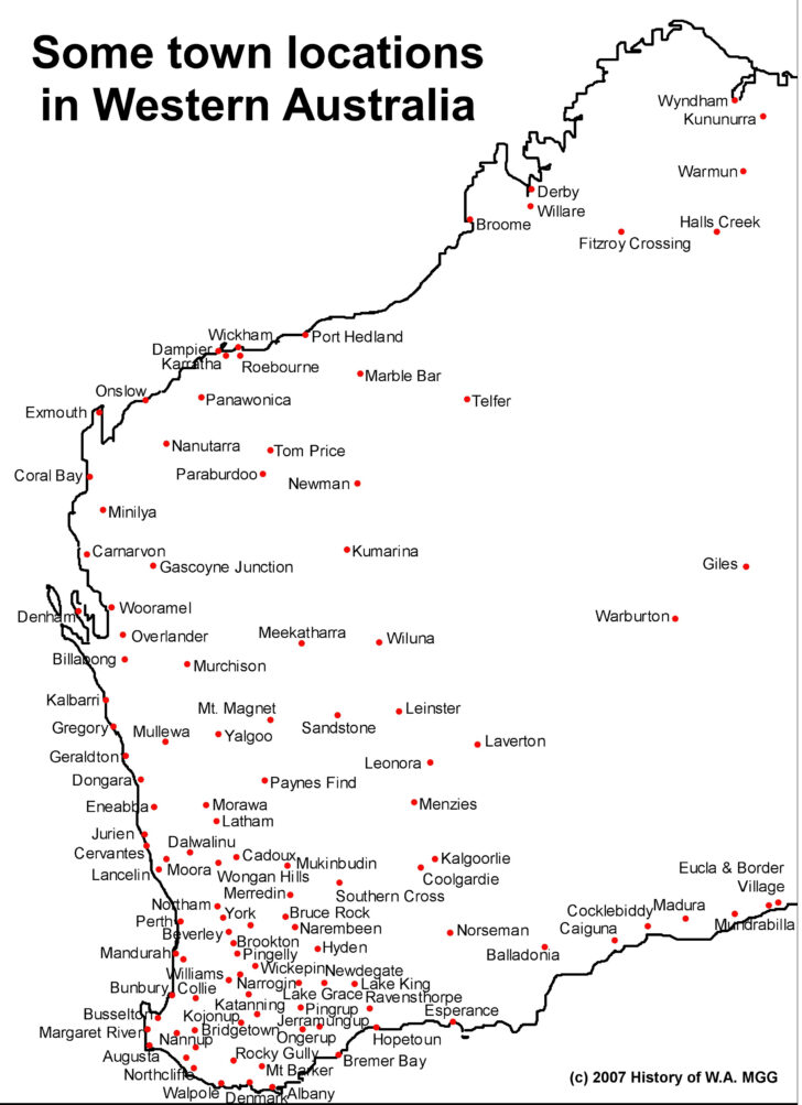 Printable Map Of Western Australia