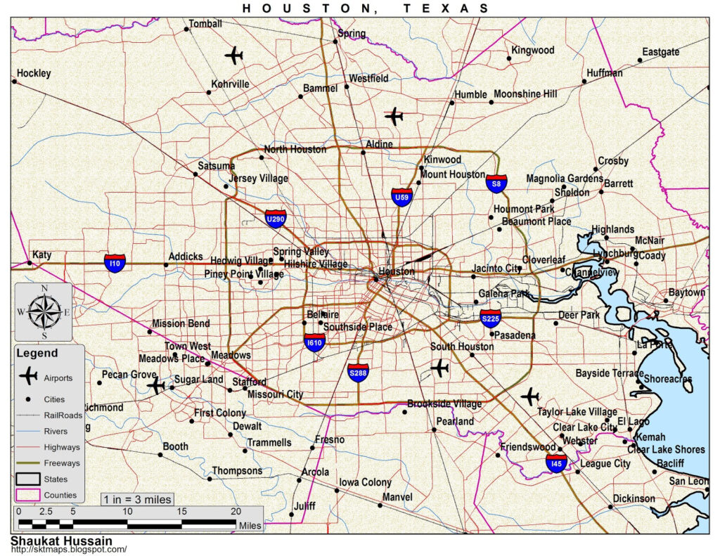 Maps Map Of Houston TX Adams Printable Map