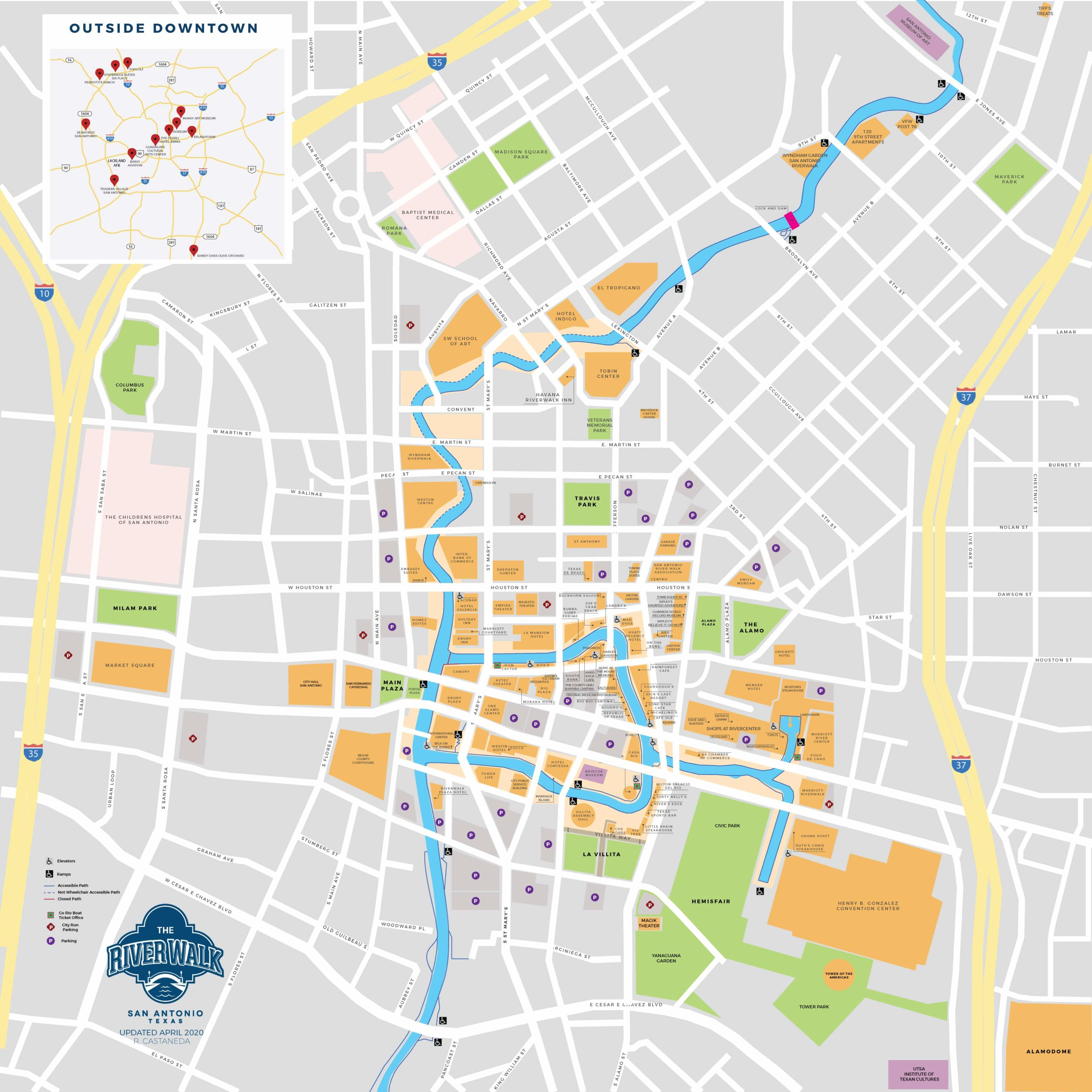 San Antonio Riverwalk Printable Map 2020 Adams Printable Map