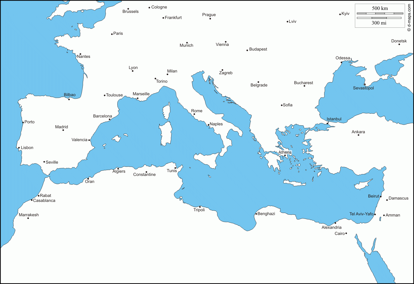 Mediterranean Sea Free Map Free Blank Map Free Outline Map Free 