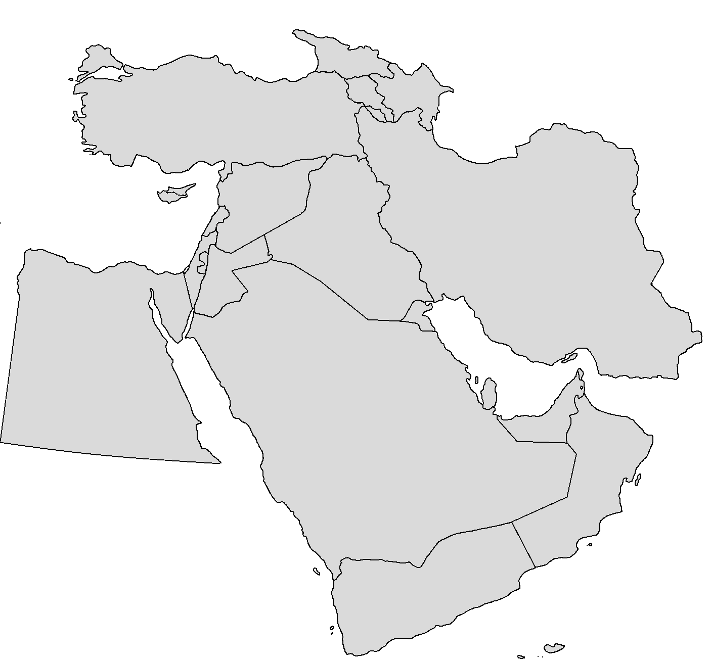 Middle East Map Blank Map Of The World