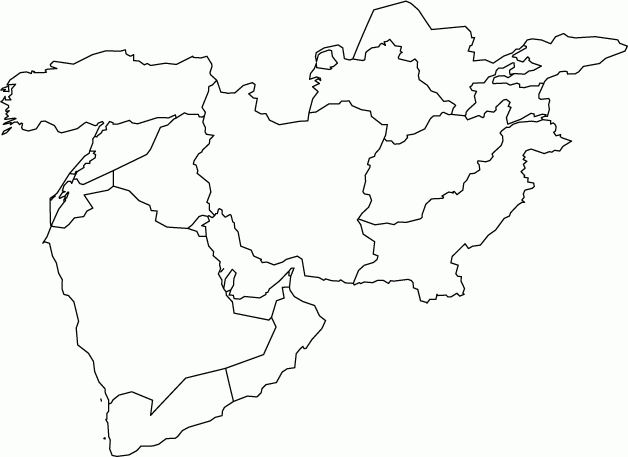 Middle East Outline Map Outline Map Of Middle East By World Atlas