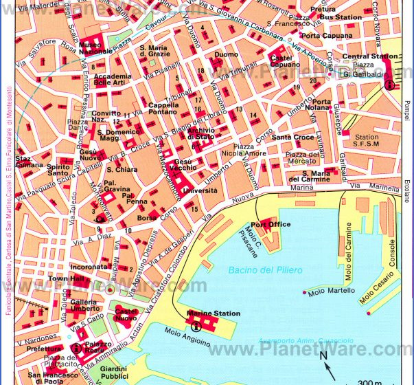 Naples Map Tourist Attractions Map Travel Holiday Vacations | Adams ...