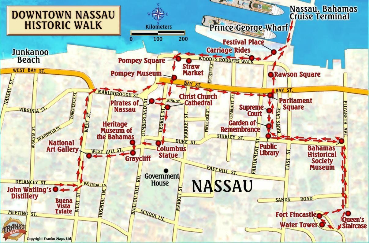 Nassau Historic Walking Tour New Providence Island Bahamas Maps 