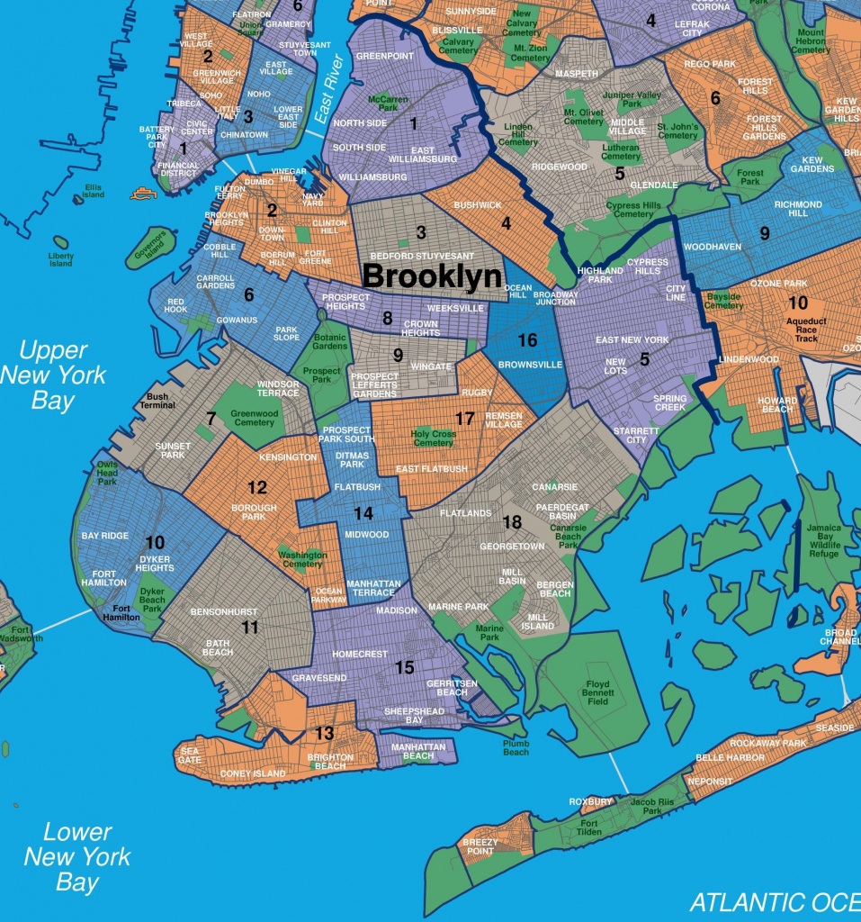 Neighborhoods Of Brooklyn 1191X842 Geography Brooklyn Map Inside 