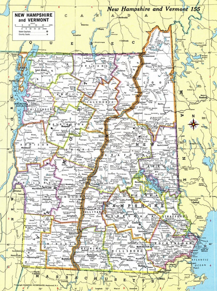 Printable Map Of Vermont And New Hampshire